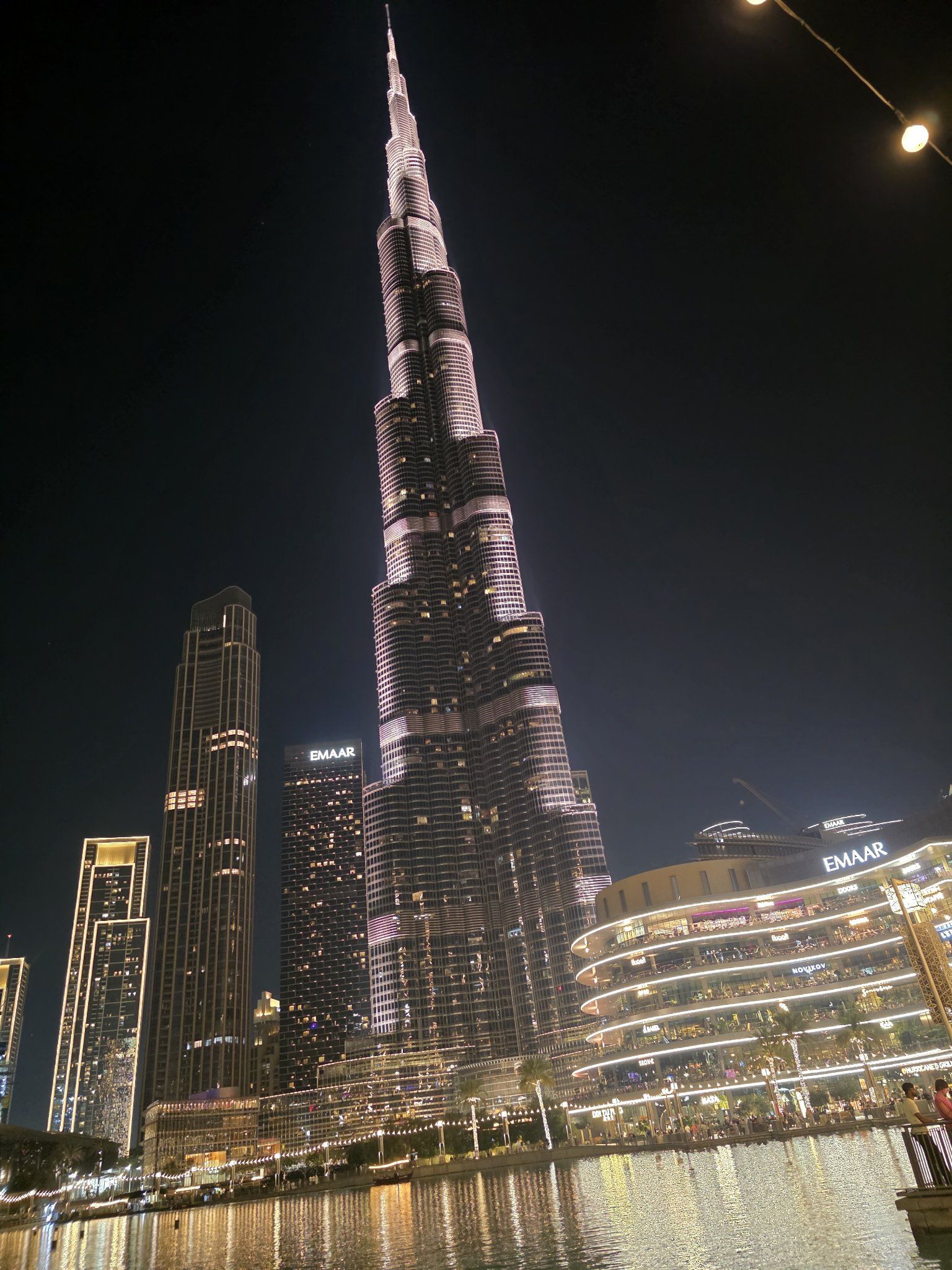 The Burj Khalifa lit up at night in Dubai